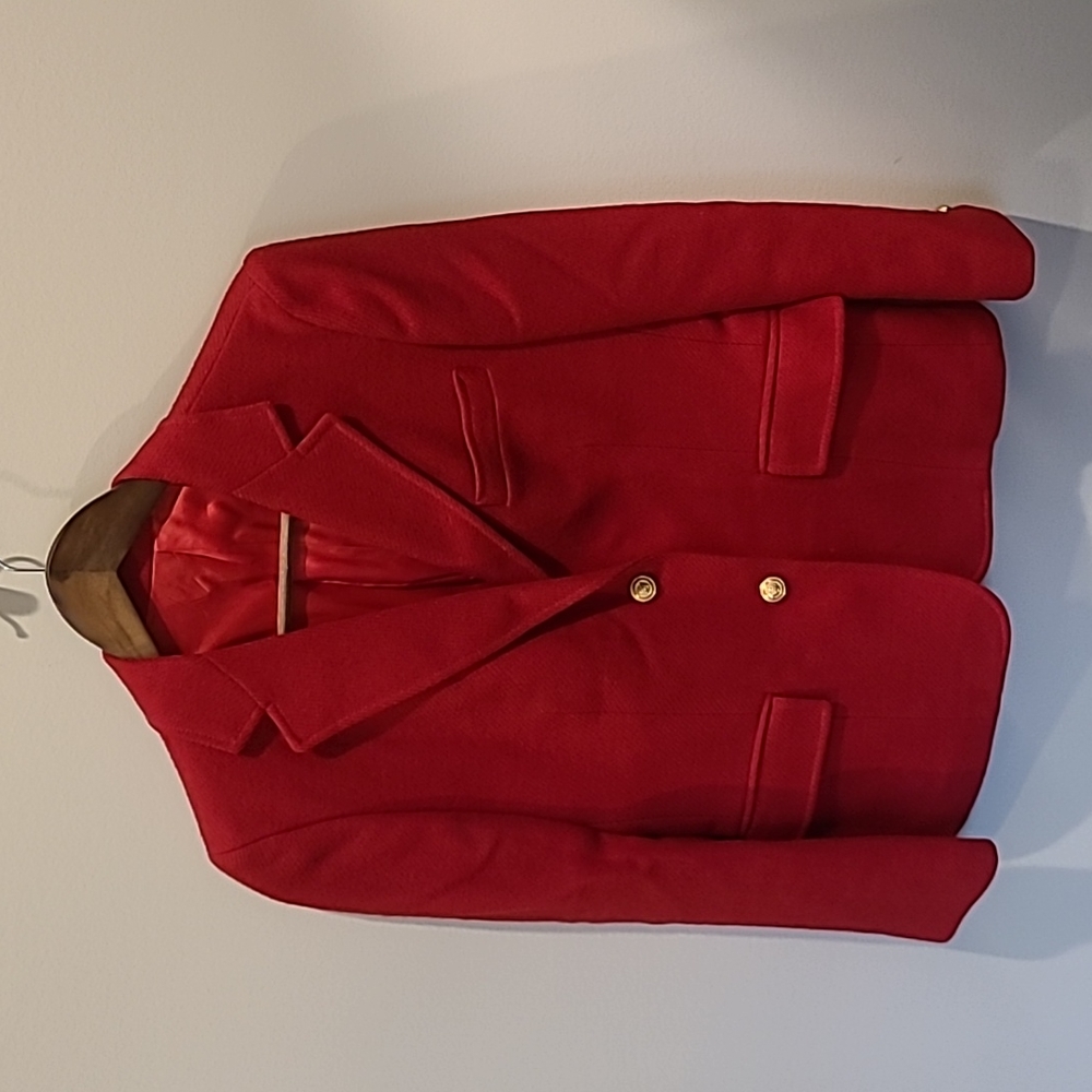 VINTAGE Red wool fully lined blazer/jacket Sz 8 but fits slim Functional pockets